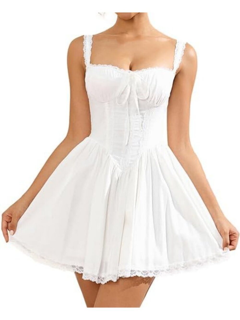 Floral Summer Mini Dress with Square Neckline - Perfect for Casual Outings